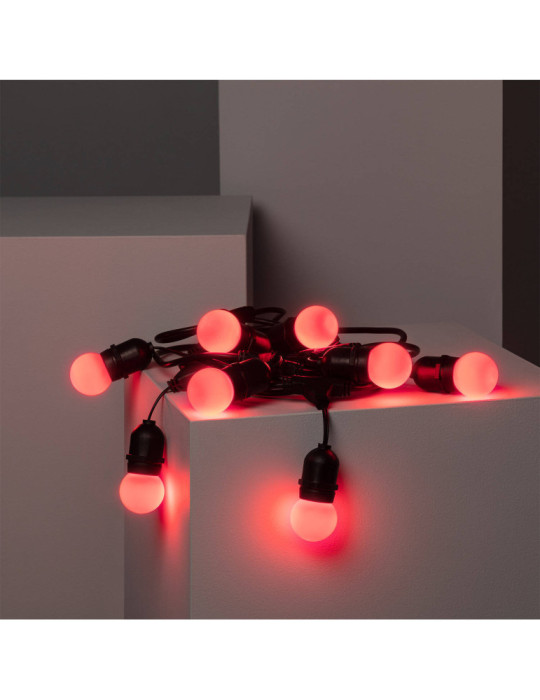 Kit Guirlande Waterproof 5.5m Noire + 8 Ampoules LED E27 G45 3W de Couleurs