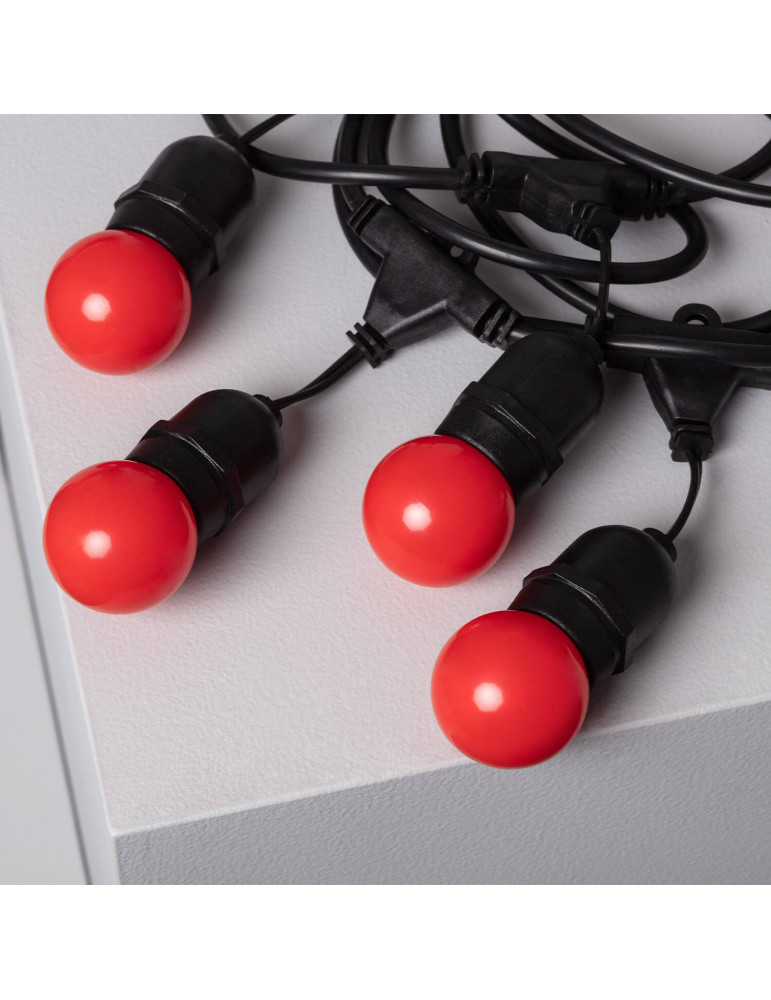 Kit Guirlande Waterproof 5.5m Noire + 8 Ampoules LED E27 G45 3W de Couleurs