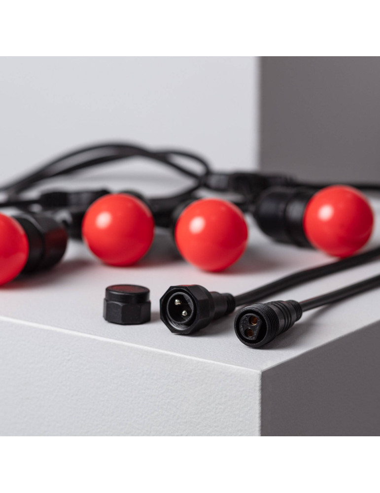 Kit Guirlande Waterproof 5.5m Noire + 8 Ampoules LED E27 G45 3W de Couleurs