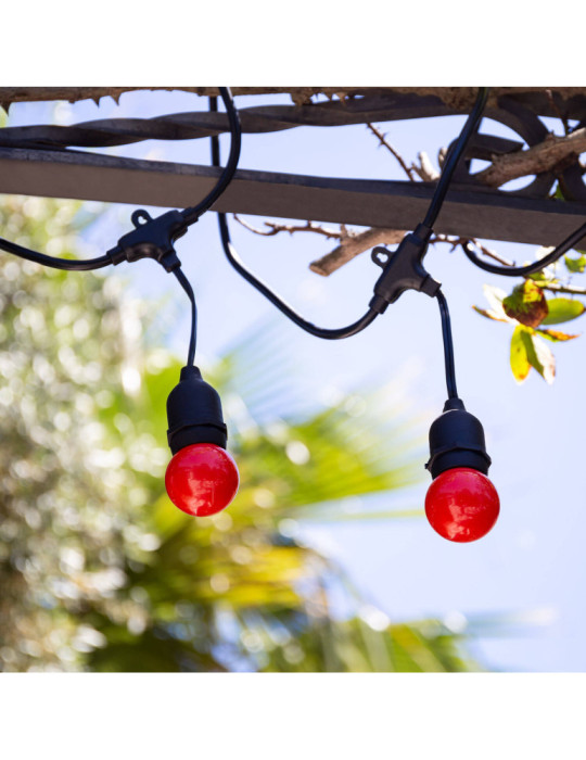 Kit Guirlande Waterproof 5.5m Noire + 8 Ampoules LED E27 G45 3W de Couleurs