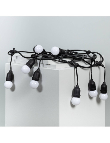 Kit Guirlande Waterproof 5.5m Noire + 8 Ampoules LED E27 G45 3W de Couleurs