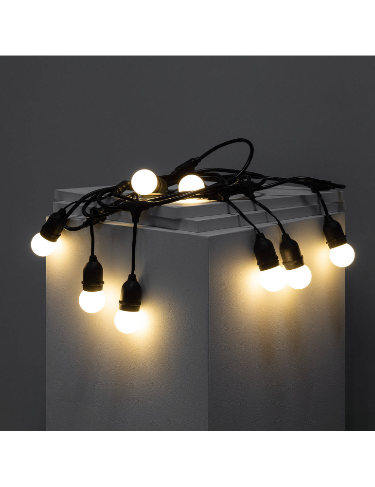 Kit Guirlande Waterproof 5.5m Noire + 8 Ampoules LED E27 G45 3W de Couleurs
