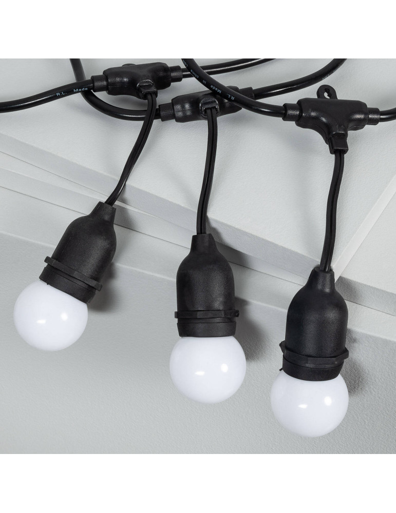Kit Guirlande Waterproof 5.5m Noire + 8 Ampoules LED E27 G45 3W de Couleurs
