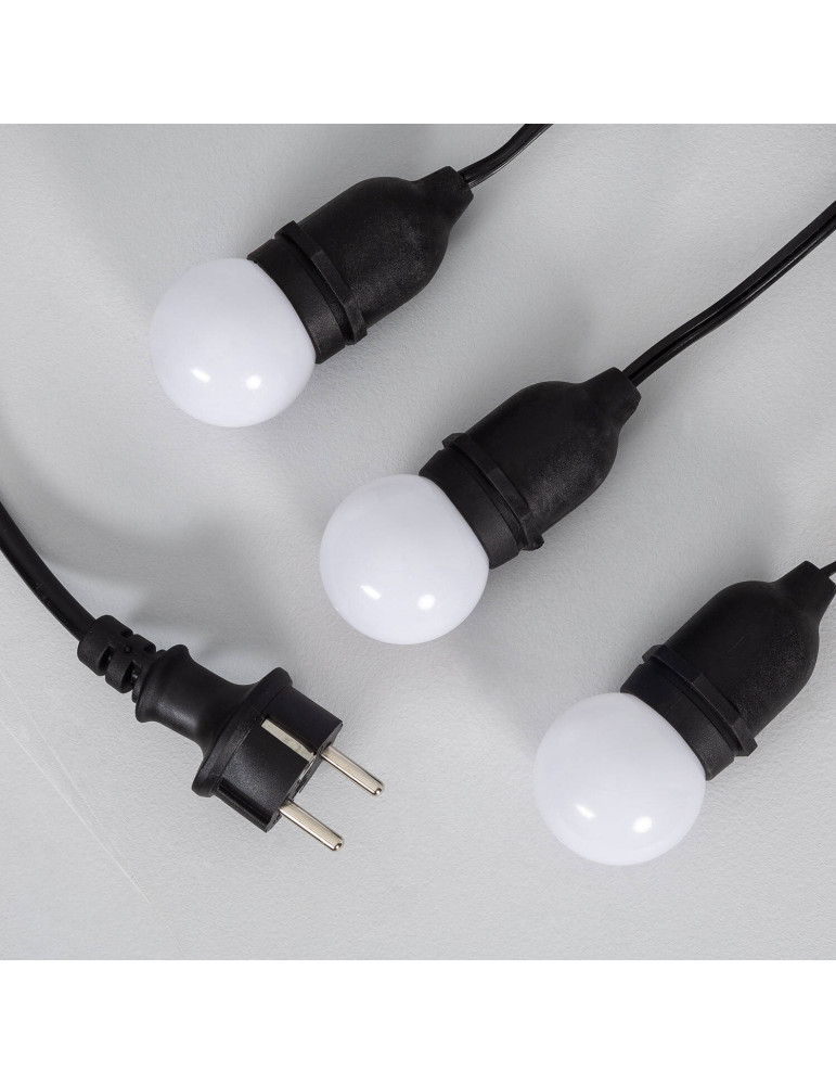 Kit Guirlande Waterproof 5.5m Noire + 8 Ampoules LED E27 G45 3W de Couleurs