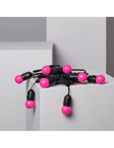 Kit Guirlande Waterproof 5.5m Noire + 8 Ampoules LED E27 G45 3W de Couleurs