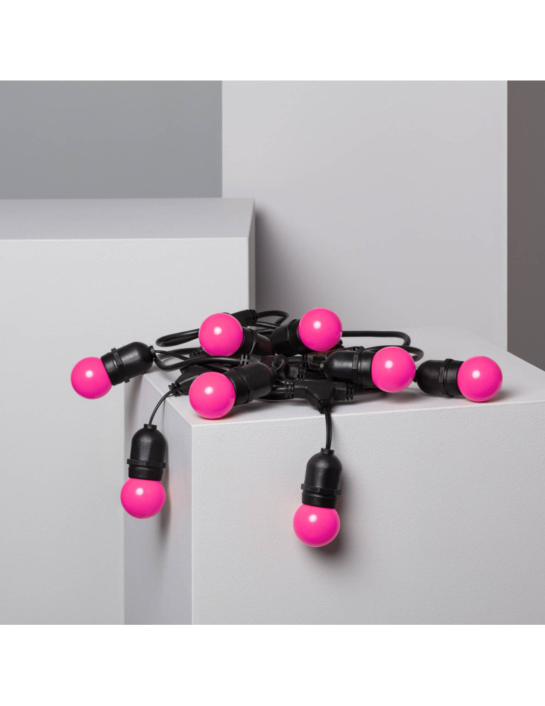 Kit Guirlande Waterproof 5.5m Noire + 8 Ampoules LED E27 G45 3W de Couleurs Kit Guirlande Waterproof 5.5m Noire + 8 Ampoules LED E27 G45 3W de Couleurs