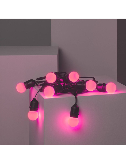 Kit Guirlande Waterproof 5.5m Noire + 8 Ampoules LED E27 G45 3W de Couleurs