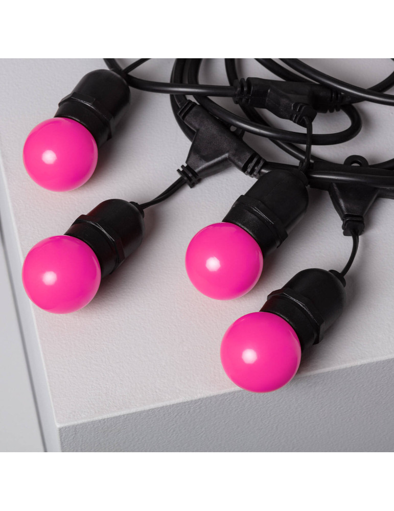 Kit Guirlande Waterproof 5.5m Noire + 8 Ampoules LED E27 G45 3W de Couleurs