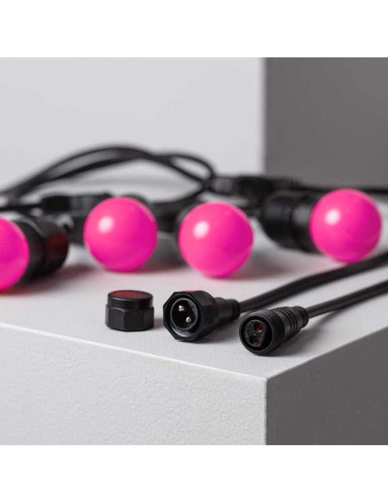 Kit Guirlande Waterproof 5.5m Noire + 8 Ampoules LED E27 G45 3W de Couleurs