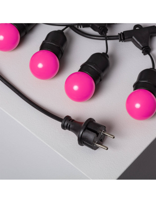 Kit Guirlande Waterproof 5.5m Noire + 8 Ampoules LED E27 G45 3W de Couleurs