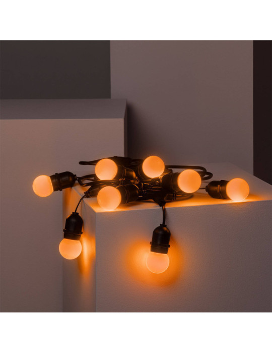 Kit Guirlande Waterproof 5.5m Noire + 8 Ampoules LED E27 G45 3W de Couleurs