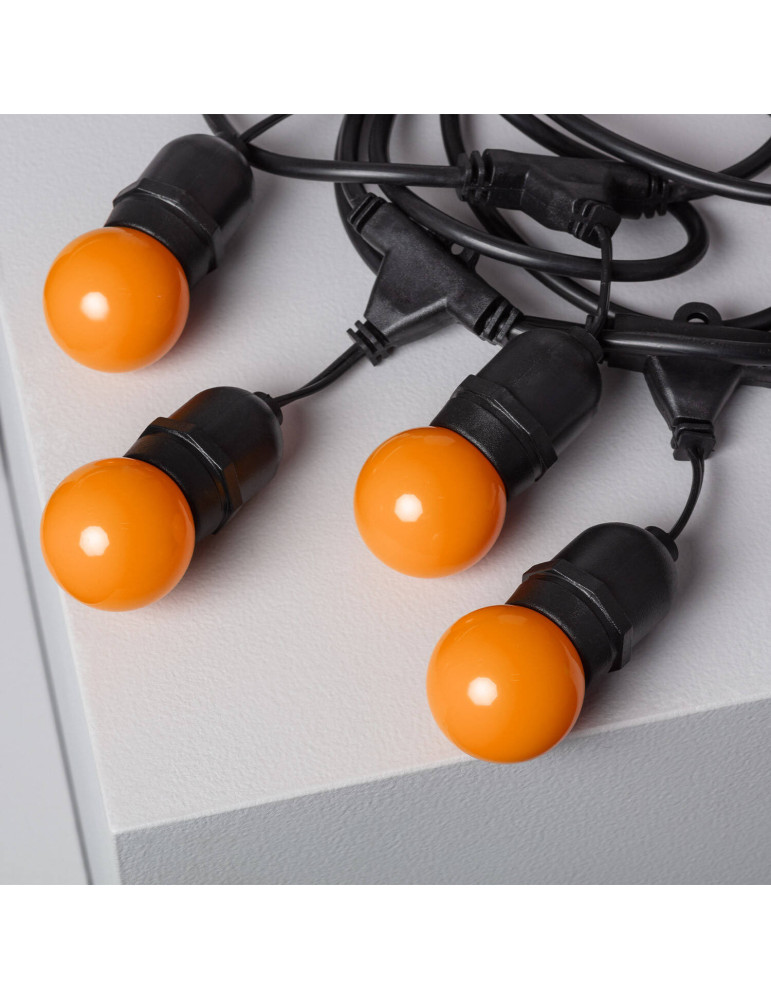 Kit Guirlande Waterproof 5.5m Noire + 8 Ampoules LED E27 G45 3W de Couleurs