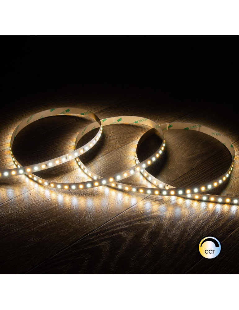 Ruban LED CCT 24V DC SMD 280 LED/m 5m IP20 CRI90 Largeur 10mm coupe tous les 5 cm