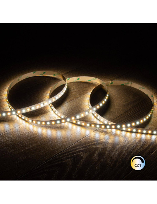 Ruban LED CCT 24V DC SMD 280 LED/m 5m IP20 CRI90 Largeur 10mm coupe tous les 5 cm Ruban LED CCT 24V DC SMD 280 LED/m 5m IP20 CRI90 Largeur 10mm coupe tous les 5 cm