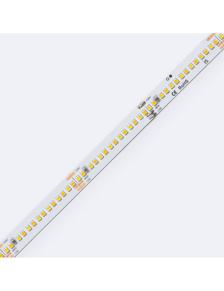 Ruban LED CCT 24V DC SMD 280 LED/m 5m IP20 CRI90 Largeur 10mm coupe tous les 5 cm