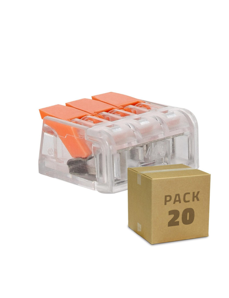 Pack 20 Connecteurs Rapides 3 Entrées pour Câble Électrique 0.08-4mm²
