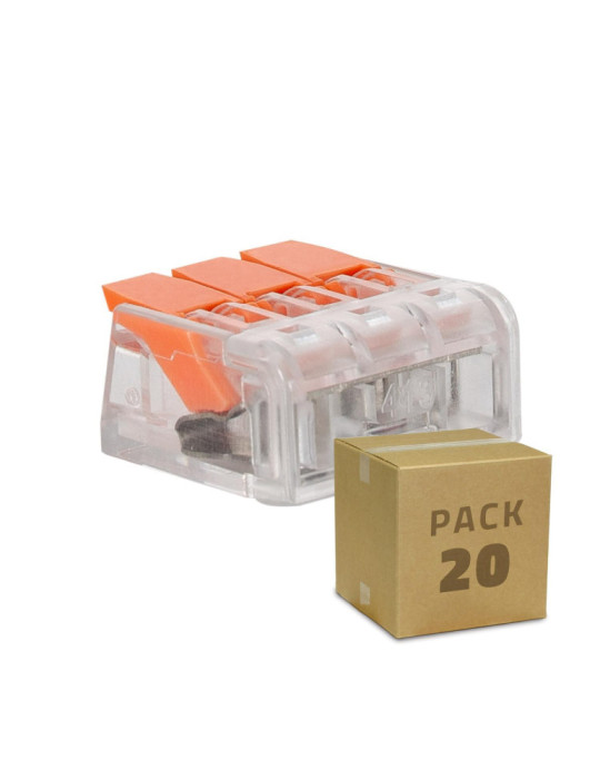 Pack 20 Connecteurs Rapides 3 Entrées pour Câble Électrique 0.08-4mm²