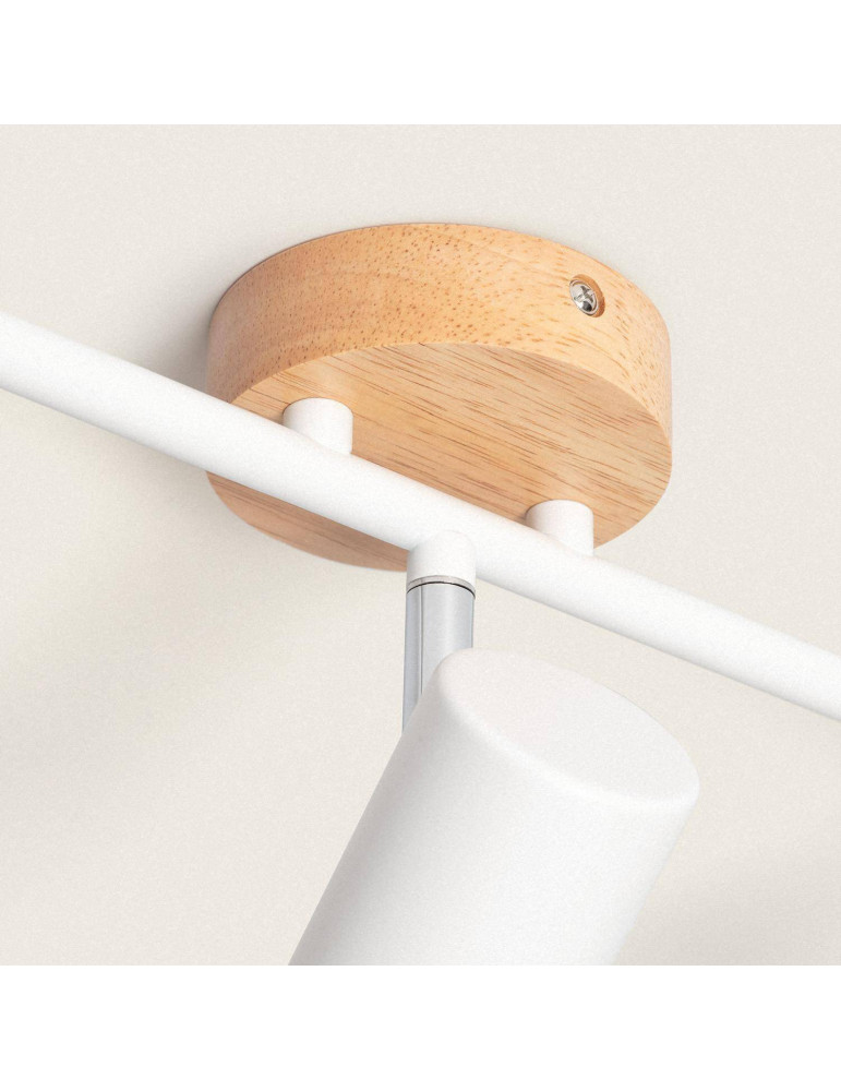 Plafonnier Orientable Bois et Métal 3 Spots Albus