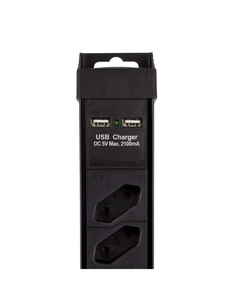 Bloc Multiprises 6 Prises Type F Schuko EU Protecteur de Surtensions + 2 Prise Type C+ 2USB 5m