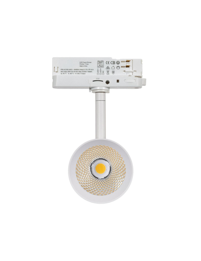 Spot LED sur Rail Triphasé 30W Fuji Blanc
