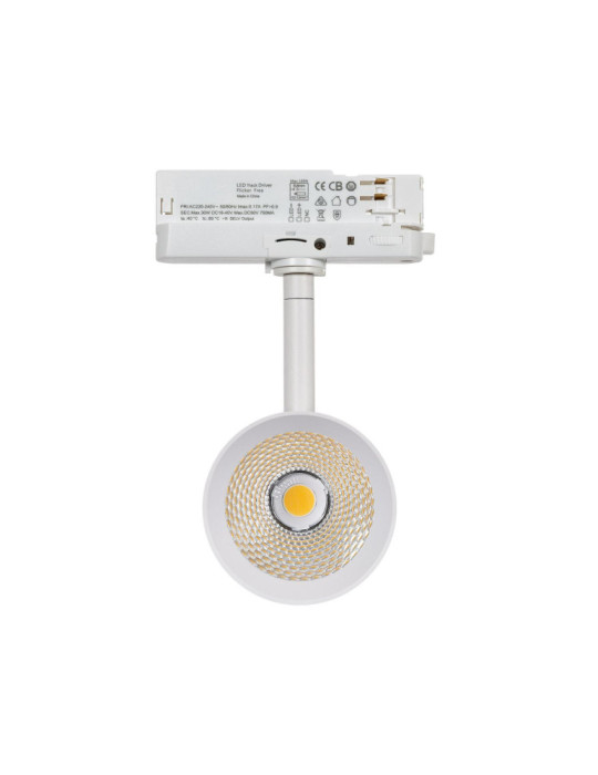 Spot LED sur Rail Triphasé 30W Fuji Blanc