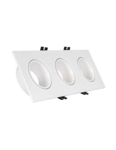 Collerette Downlight Carrée Orientable pour 3 Ampoules LED GU10/GU5.3 Coupe 75x235mm