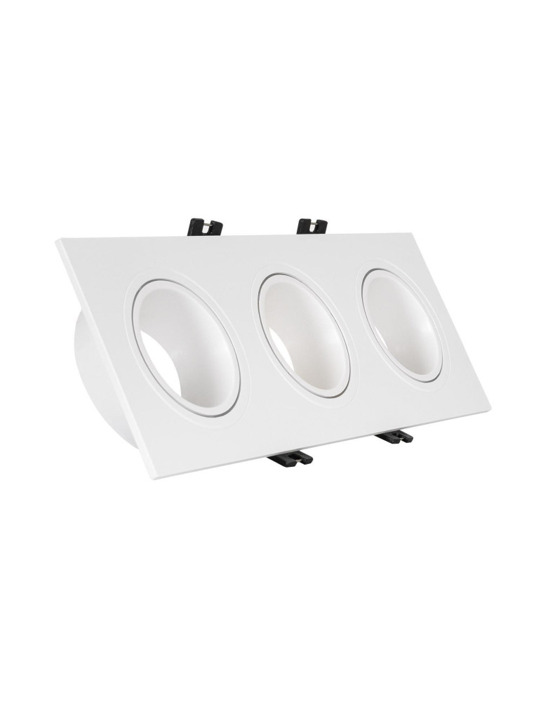 Collerette Downlight Carrée Orientable pour 3 Ampoules LED GU10/GU5.3 Coupe 75x235mm