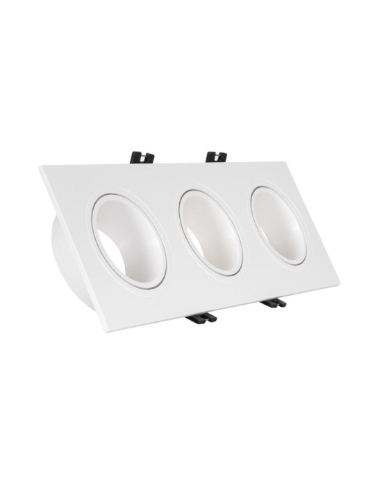 Collerette Downlight Carrée Orientable pour 3 Ampoules LED GU10/GU5.3 Coupe 75x235mm