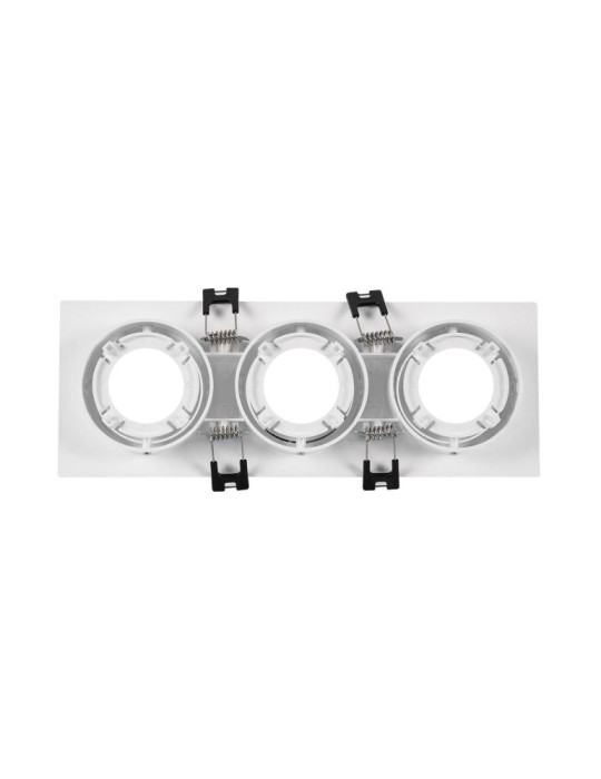 Collerette Downlight Carrée Orientable pour 3 Ampoules LED GU10/GU5.3 Coupe 75x235mm