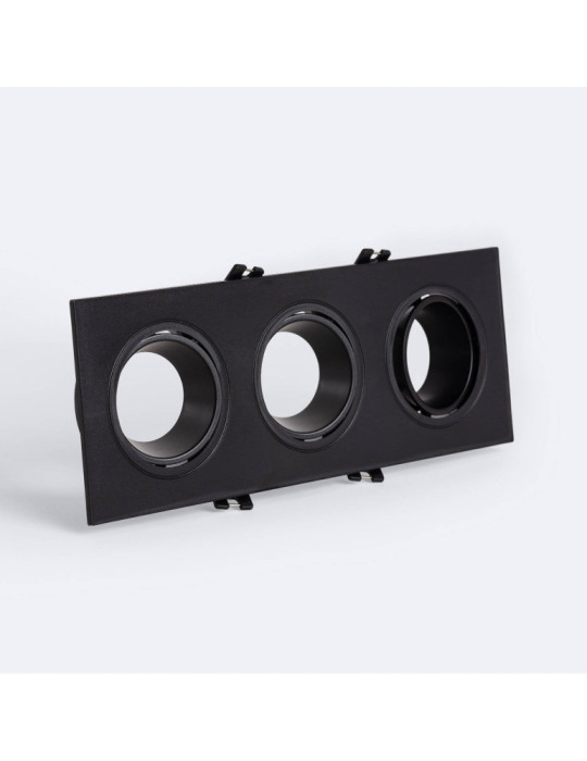 Collerette Downlight Carrée Orientable pour 3 Ampoules LED GU10/GU5.3 Coupe 75x235mm