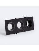 Collerette Downlight Carrée Orientable pour 3 Ampoules LED GU10/GU5.3 Coupe 75x235mm
