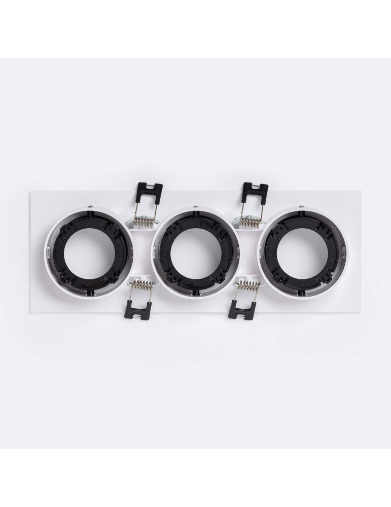 Collerette Downlight Carrée Orientable pour 3 Ampoules LED GU10/GU5.3 Coupe 75x235mm