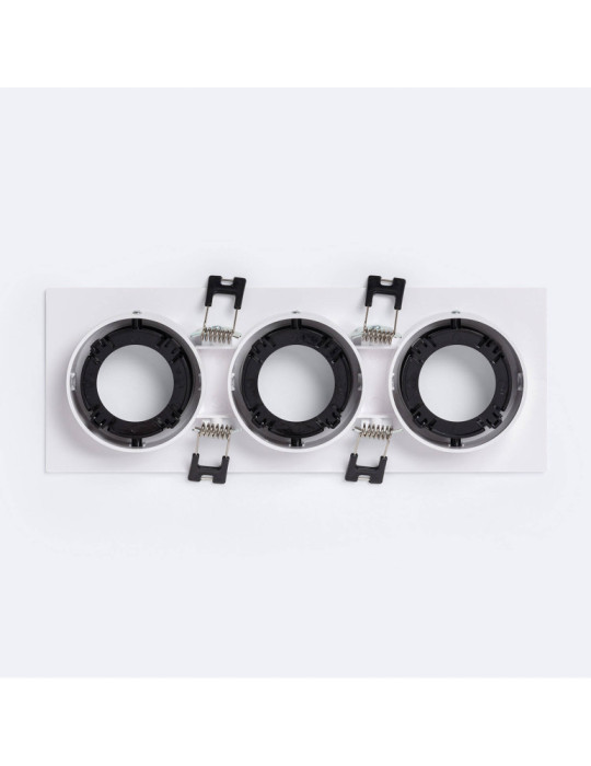 Collerette Downlight Carrée Orientable pour 3 Ampoules LED GU10/GU5.3 Coupe 75x235mm