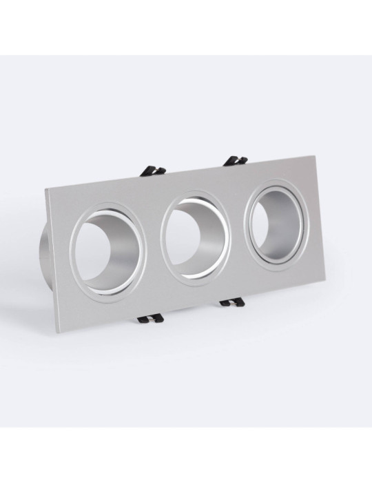 Collerette Downlight Carrée Orientable pour 3 Ampoules LED GU10/GU5.3 Coupe 75x235mm
