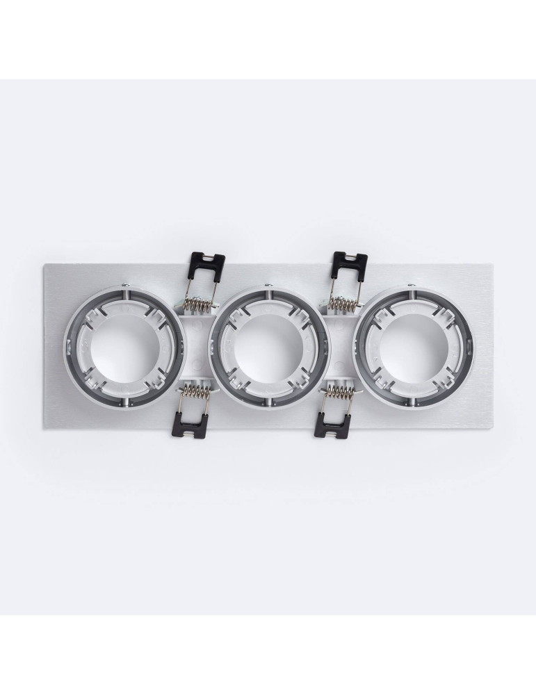 Collerette Downlight Carrée Orientable pour 3 Ampoules LED GU10/GU5.3 Coupe 75x235mm