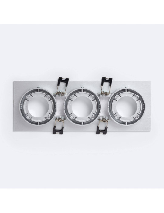 Collerette Downlight Carrée Orientable pour 3 Ampoules LED GU10/GU5.3 Coupe 75x235mm