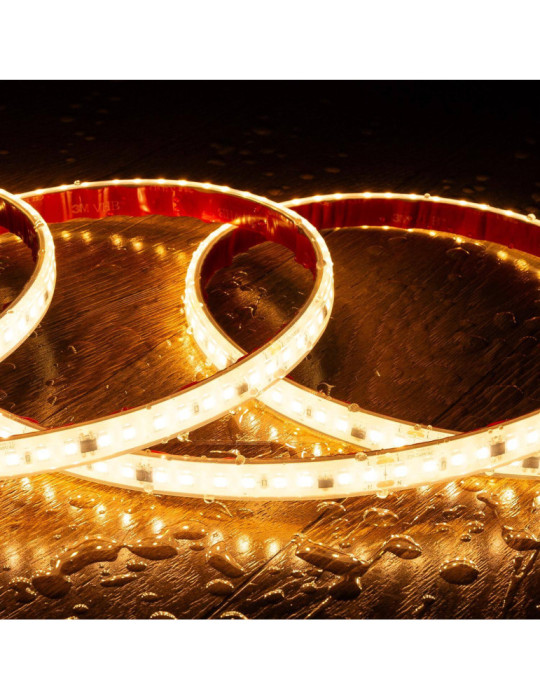 Bobine de Ruban LED Dimmable Auto-redressement 220V SMD2835 Silicone FLEX 120 LED/m High Lumen Largeur 12mm 50 metres IP67 Coupe