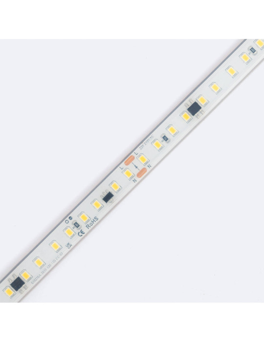 Bobine de Ruban LED Dimmable Auto-redressement 220V SMD2835 Silicone FLEX 120 LED/m High Lumen Largeur 12mm 50 metres IP67 Coupe