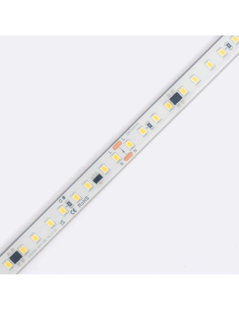 Bobine de Ruban LED Dimmable Auto-redressement 220V SMD2835 Silicone FLEX 120 LED/m High Lumen Largeur 12mm 50 metres IP67 Coupe