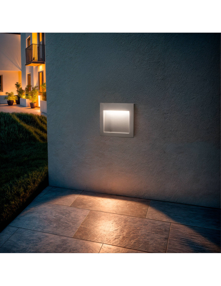Balise LED Extérieure 4W Encastrable au Mur Carrée Natt Blanche