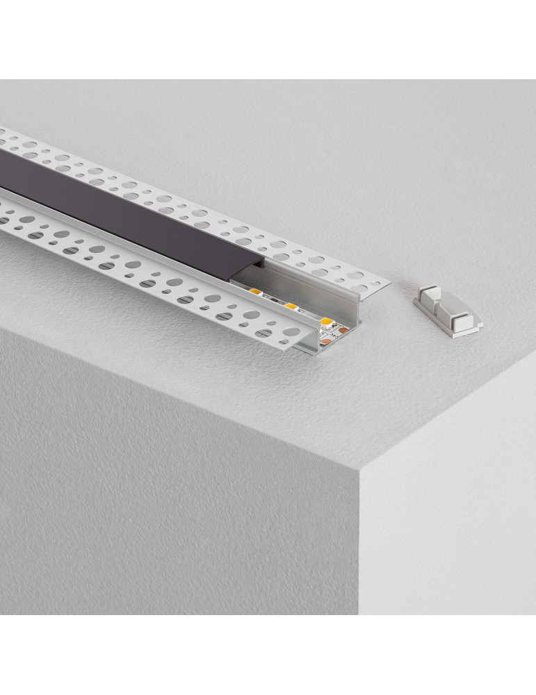 Profilé Aluminium Encastré dans Plâtre / Plaque de Plâtre 2m pour Ruban LED Double