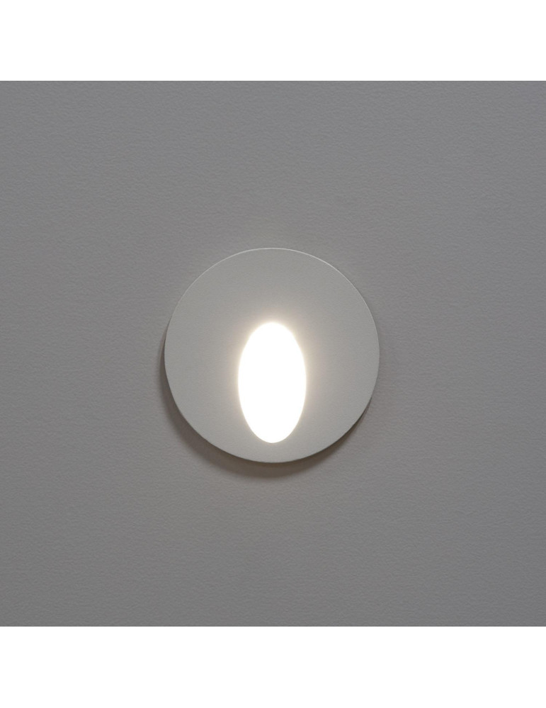 Balise Extérieure Murale LED Encastrable 3W  Ronde Boiler Blanche