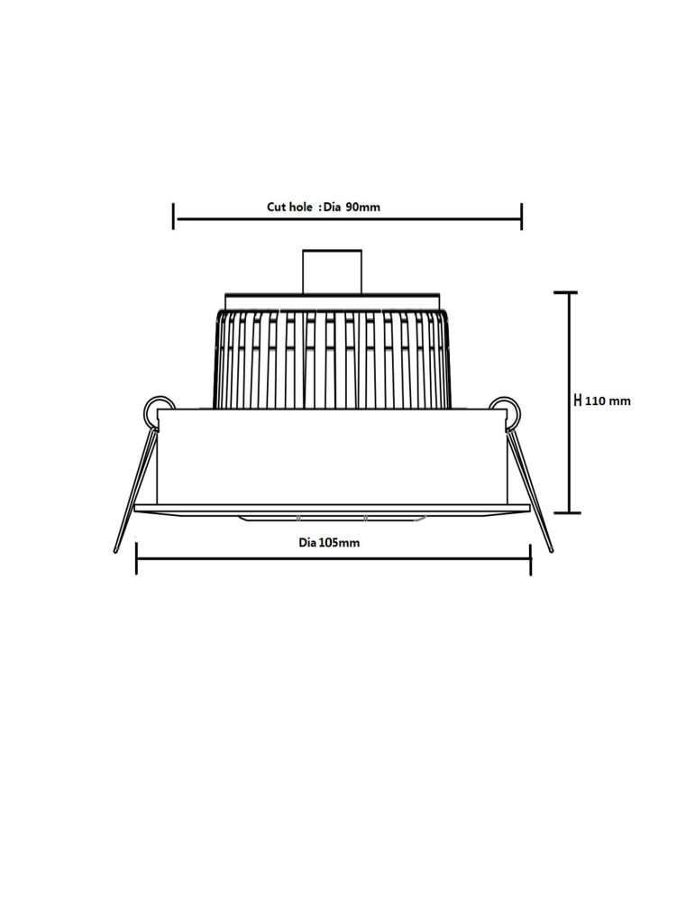 Spot Downlight LED 15W Rond COB CRI90 Coupe Ø 90 mm Noir