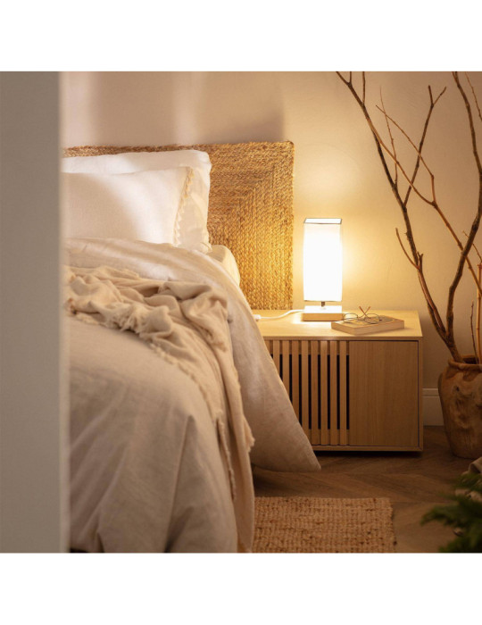 Lampe à Poser Bois et Tissu Haarle