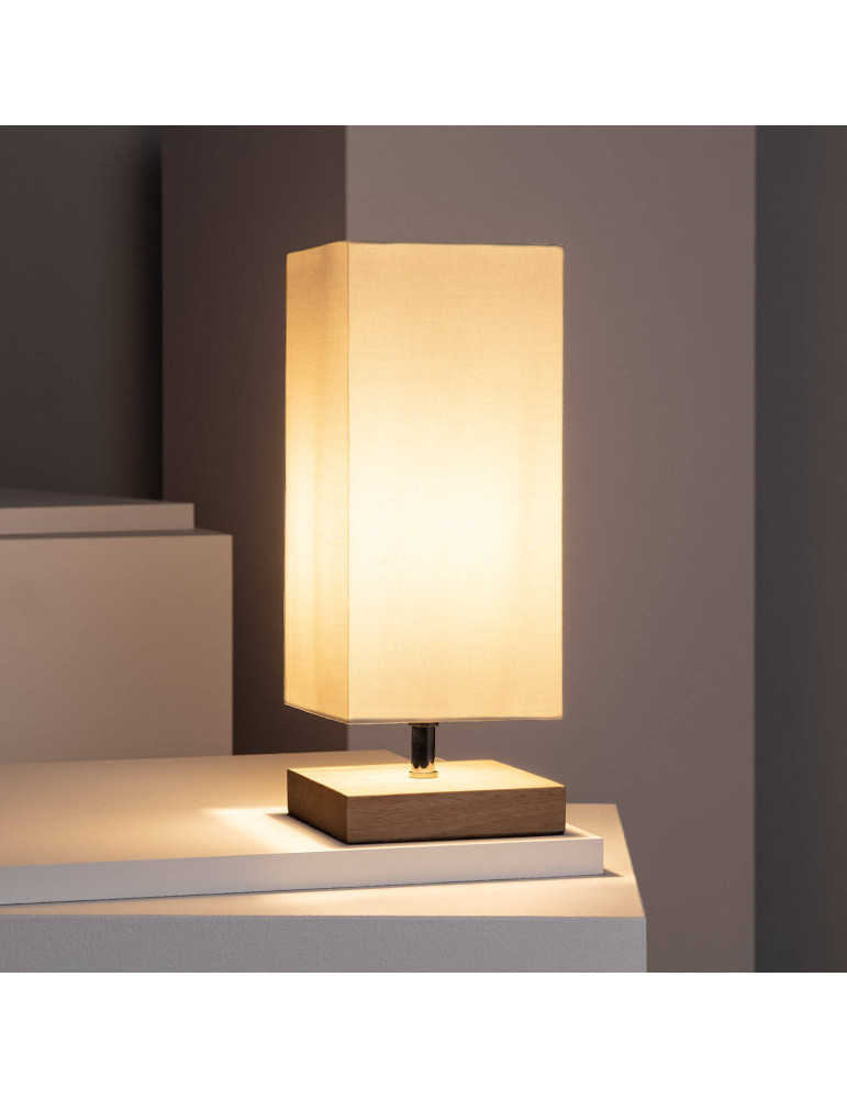 Lampe à Poser Bois et Tissu Haarle