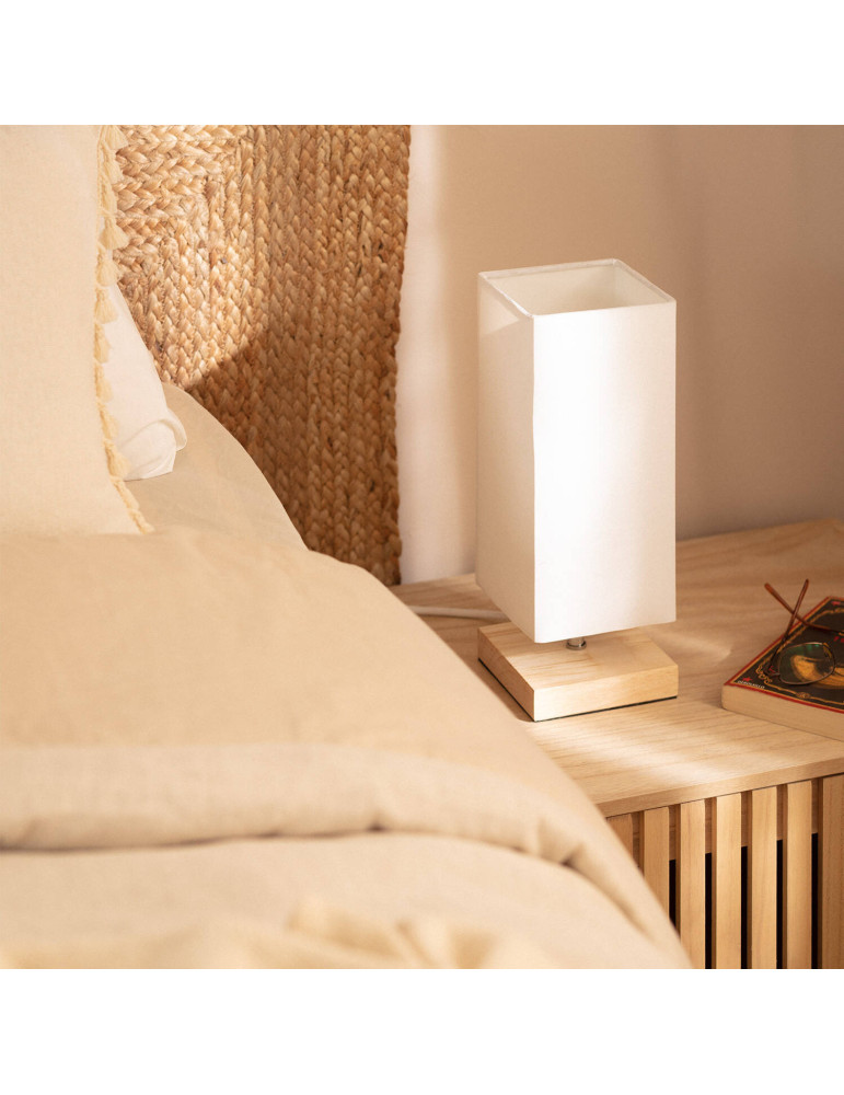 Lampe à Poser Bois et Tissu Haarle