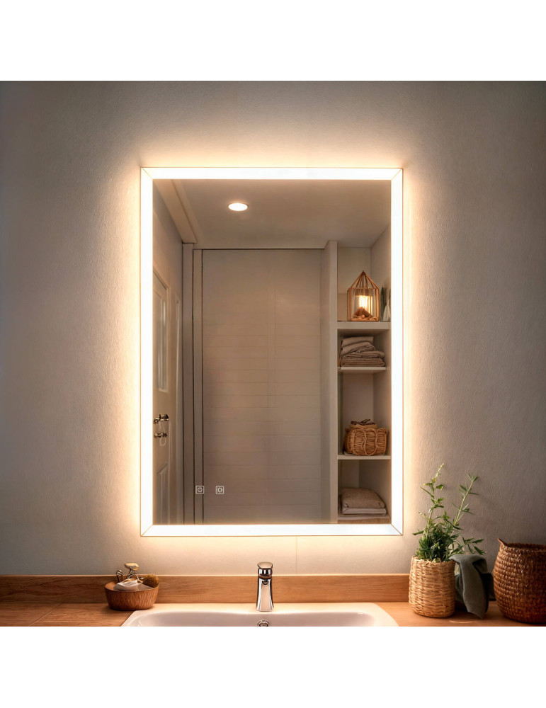 Miroir Salle de Bain avec Éclairage LED Anti-buée 70x50 cm Maia