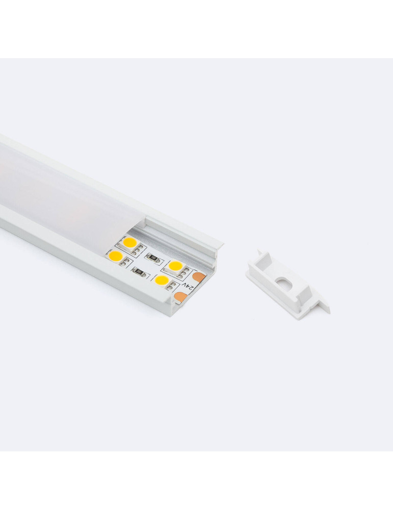 Profilé Aluminium Encastré avec Capot Continu pour Double Ruban LED jusqu'à 18 mm