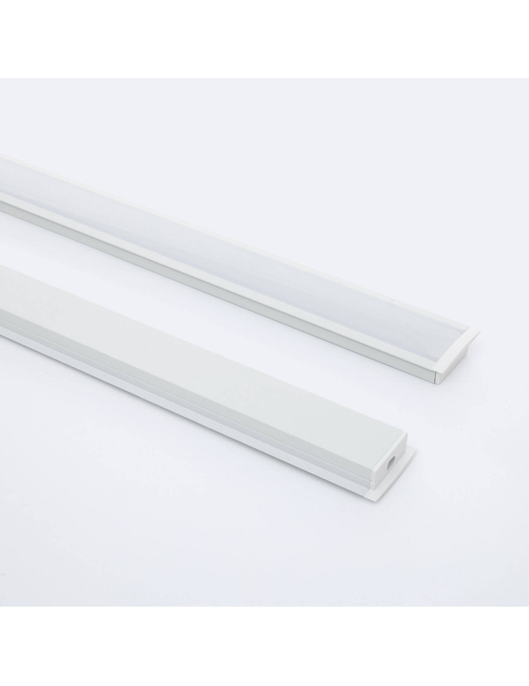 Profilé Aluminium Encastré avec Capot Continu pour Double Ruban LED jusqu'à 18 mm