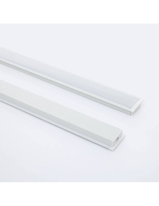 Profilé Aluminium Encastré avec Capot Continu pour Double Ruban LED jusqu'à 18 mm